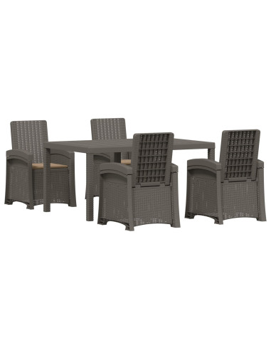 Set da Pranzo per Giardino 5 pz Grigio chiaro e Tortora PP