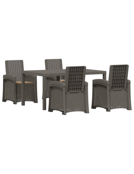 Set da Pranzo per Giardino 5 pz Grigio chiaro e Tortora PP