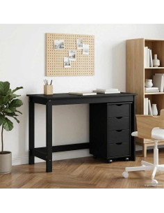 Set di Scrivania e Armadietto 2 pz Nero Legno Massello di Pino