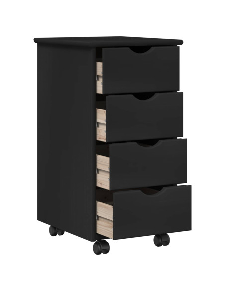 Set di Scrivania e Armadietto 2 pz Nero Legno Massello di Pino