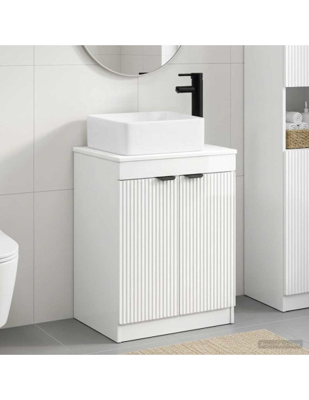Set di mobili per il bagno Bianco Lucido Legno ingegnerizzato