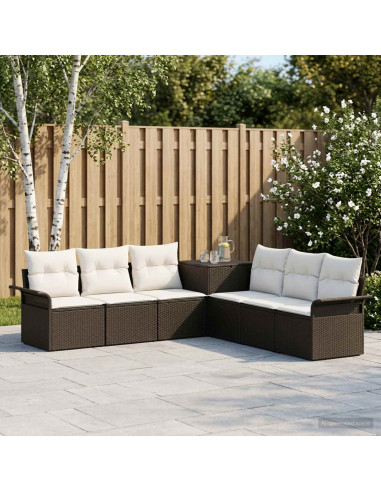Set di divani 7 pz Nero e Bianco Crema