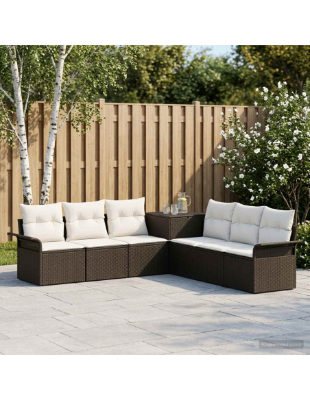 Set di divani 7 pz Nero e Bianco Crema