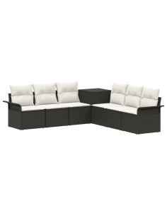 Set di divani 7 pz Nero e Bianco Crema 2