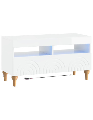 Mobile TV LED a 3 pezzi Bianco Lucido Legno ingegnerizzato