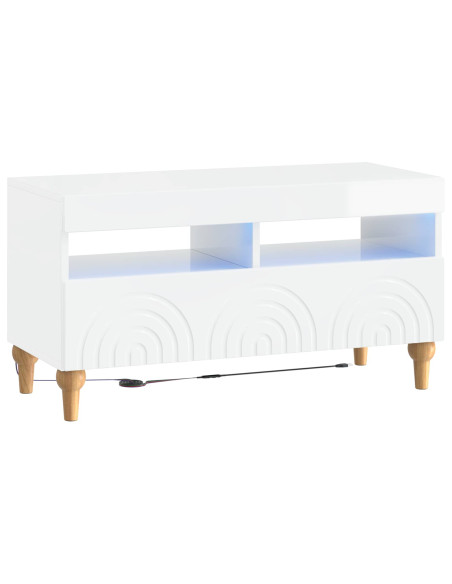 Mobile TV LED a 3 pezzi Bianco Lucido Legno ingegnerizzato