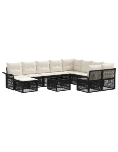 Set Divano da Giardino 11 pz Nero polyrattan 2