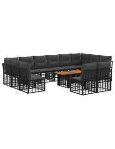 Set Divano da Giardino 13 pz Nero e Grigio scuro polyrattan 2