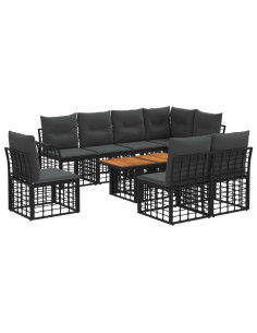 Set Divano da Giardino 9 pz Nero e Grigio scuro polyrattan 2
