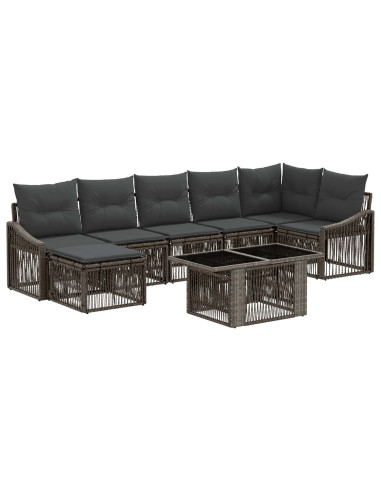 Set Divano da Giardino 8 pz Grigio e Grigio Scuro polyrattan