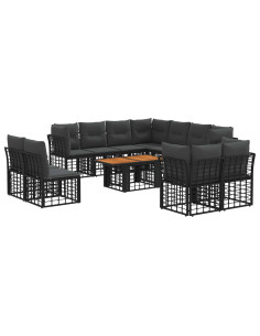 Set Divano da Giardino 12 pz Nero e Grigio scuro polyrattan 2