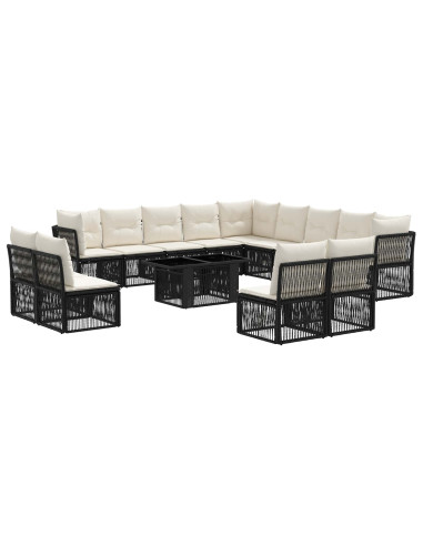 Set Divano da Giardino 14 pz Beige polyrattan