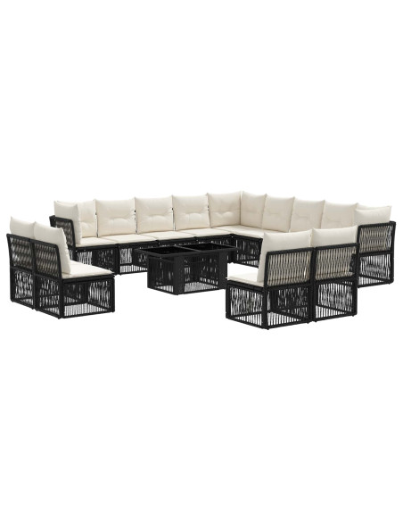 Set Divano da Giardino 14 pz Beige polyrattan
