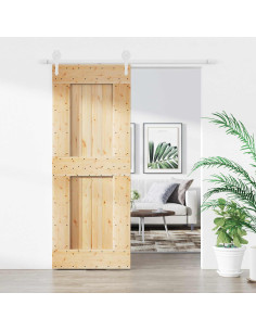 Porta scorrevole Naturale e Bianco 80 x 210 cm