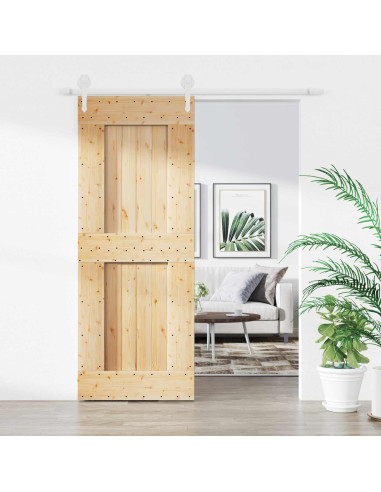 Porta scorrevole Naturale e Bianco 80 x 210 cm