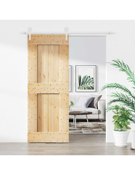 Porta scorrevole Naturale e Bianco 80 x 210 cm