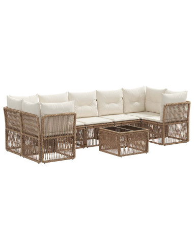 Set Divano da Giardino 8 pz Beige polyrattan