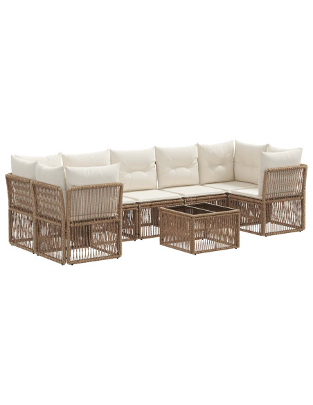 Set Divano da Giardino 8 pz Beige polyrattan