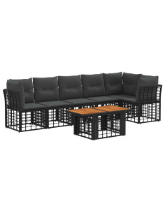 Set Divano da Giardino 7 pz Nero e Grigio scuro polyrattan 2