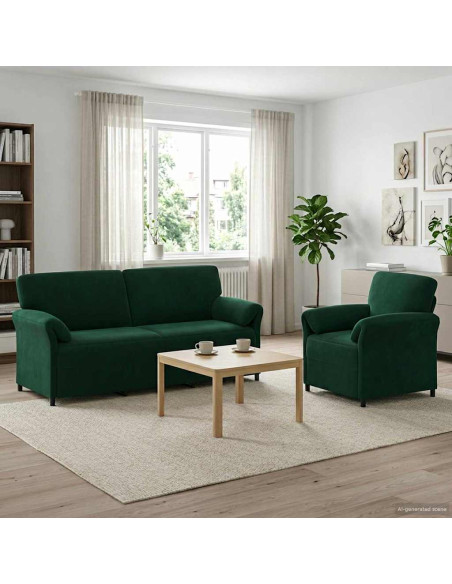 Set di divani 2 pz Verde Scuro Velluto