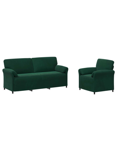 Set di divani 2 pz Verde Scuro Velluto