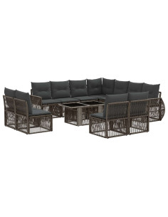 Set Divano da Giardino 12 pz Grigio e Grigio Scuro polyrattan 2