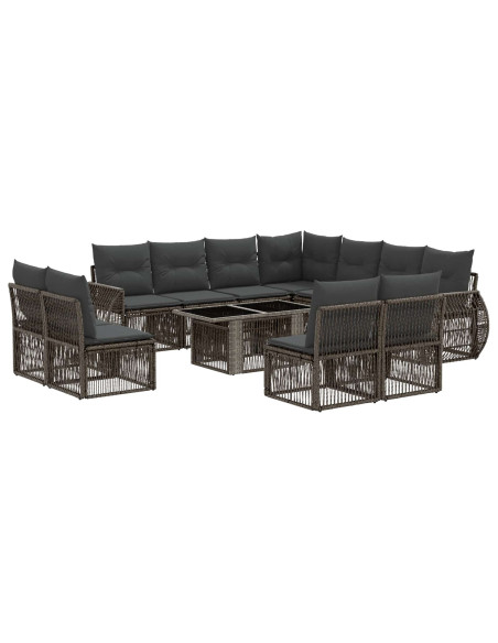 Set Divano da Giardino 12 pz Grigio e Grigio Scuro polyrattan