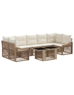 Set Divano da Giardino 8 pz Beige e Bianco Crema polyrattan 2