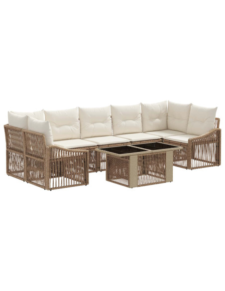 Set Divano da Giardino 8 pz Beige e Bianco Crema polyrattan