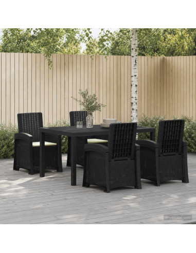 Set da Pranzo per Giardino 5 pz Antracite e Crema PP