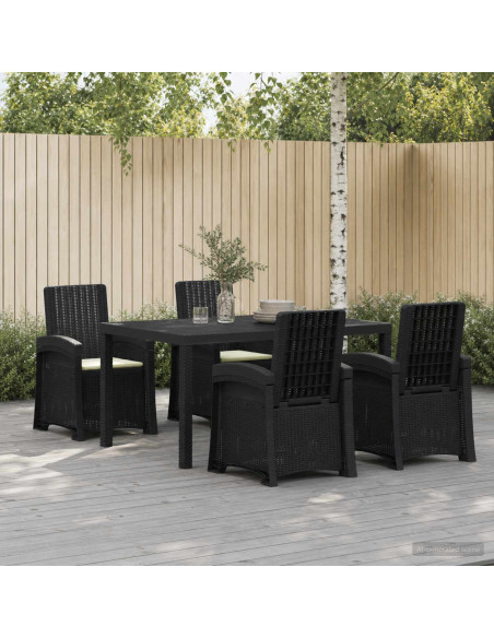 Set da Pranzo per Giardino 5 pz Antracite e Crema PP