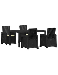 Set da Pranzo per Giardino 5 pz Antracite e Crema PP 2