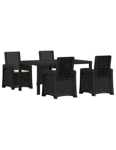 Set da Pranzo per Giardino 5 pz Antracite e Crema PP