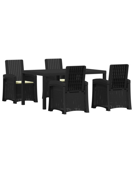 Set da Pranzo per Giardino 5 pz Antracite e Crema PP