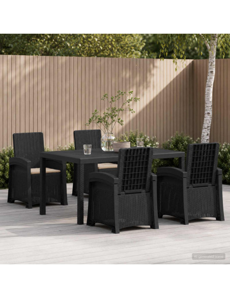 Set da Pranzo per Giardino 5 pz Antracite e Tortora PP