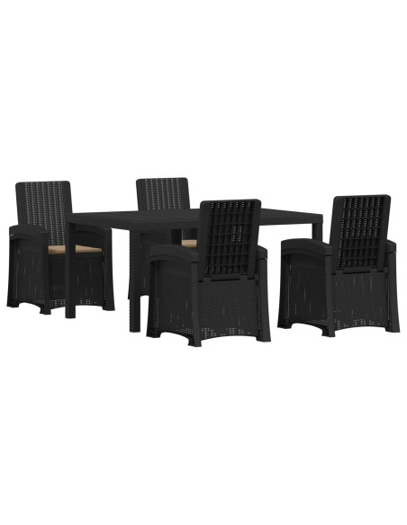 Set da Pranzo per Giardino 5 pz Antracite e Tortora PP