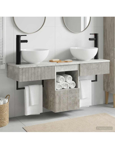 Set di mobili per il bagno 3 pz Grigio Cemento