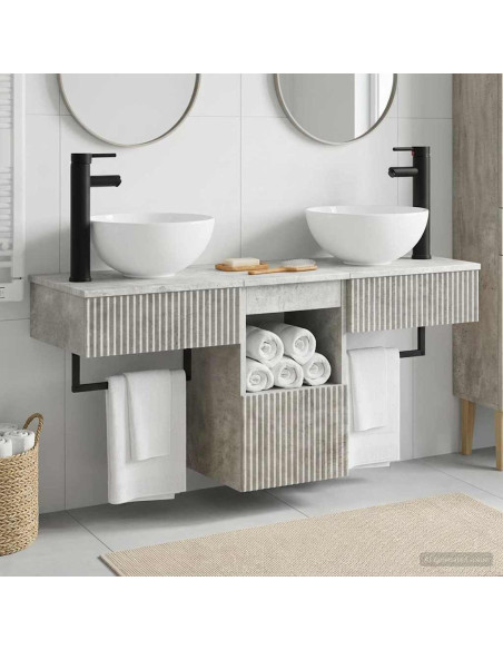 Set di mobili per il bagno 3 pz Grigio Cemento