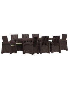 Set da Pranzo per Giardino 9 pz Marrone e Crema PP 2