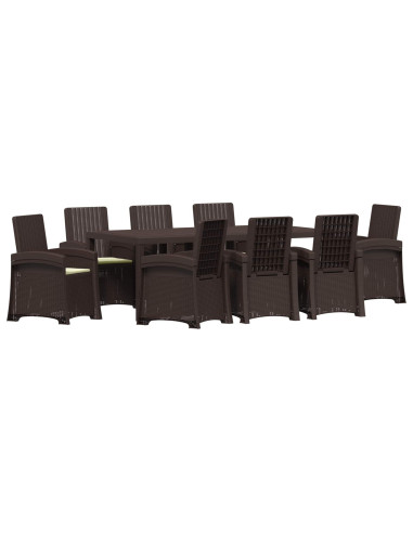 Set da Pranzo per Giardino 9 pz Marrone e Crema PP