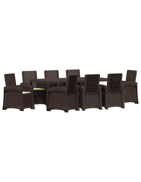 Set da Pranzo per Giardino 9 pz Marrone e Crema PP