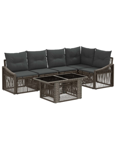 Set Divano da Giardino 6 pz Grigio e Grigio Scuro polyrattan