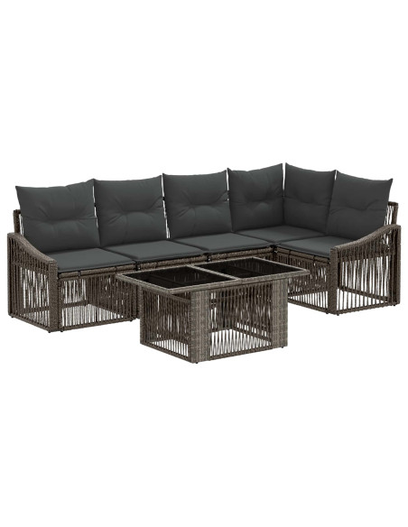 Set Divano da Giardino 6 pz Grigio e Grigio Scuro polyrattan