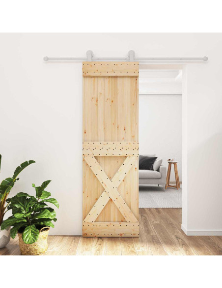 Porta scorrevole Naturale e Bianco 70 x 210 cm