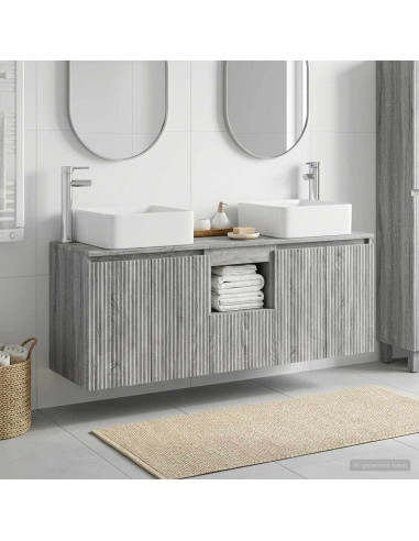 Set di Armadi da Bagno 3 pz Sonoma grigio 49,5 x 41 x 63 cm