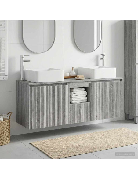 Set di Armadi da Bagno 3 pz Sonoma grigio 49,5 x 41 x 63 cm