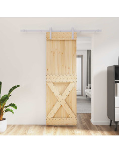 Porta scorrevole Naturale e Bianco 70 x 210 cm