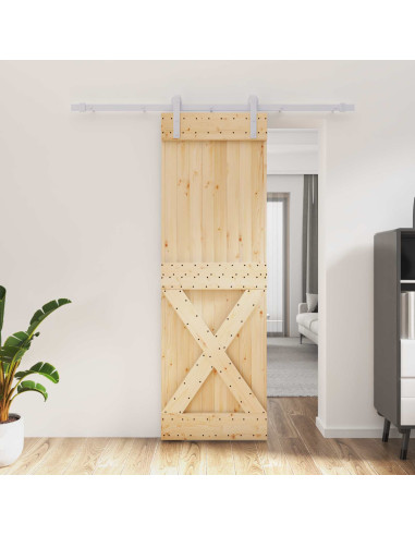 Porta scorrevole Naturale e Bianco 70 x 210 cm