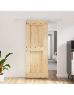 Porta scorrevole Naturale e Bianco 80 x 210 cm