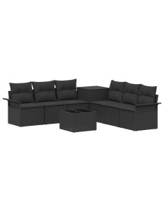 Set di divani 8 pz Nero Rattan sintetico e Acciaio 2